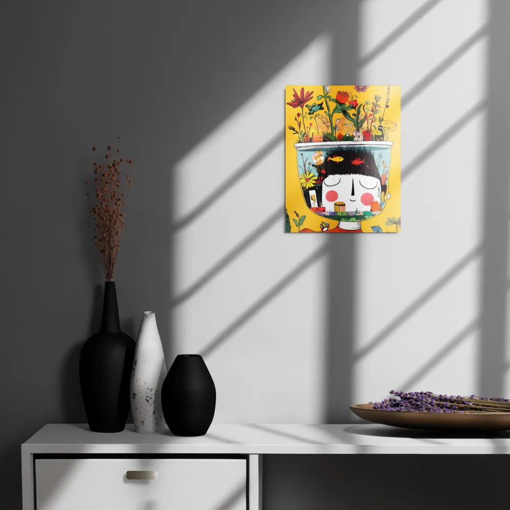 Whimsical Garden Head | Metal Print | 11″×14″