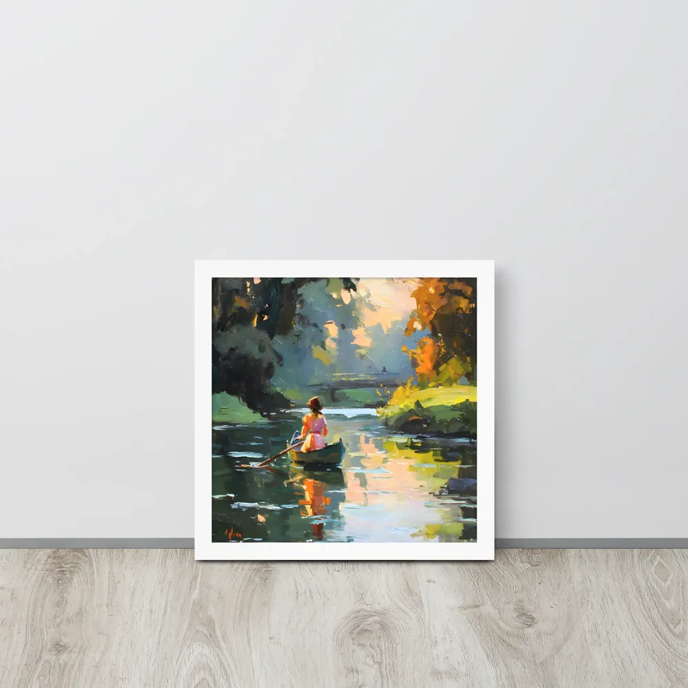 Rowing at Dusk 
 Poster with White Frame | 14″x 14″