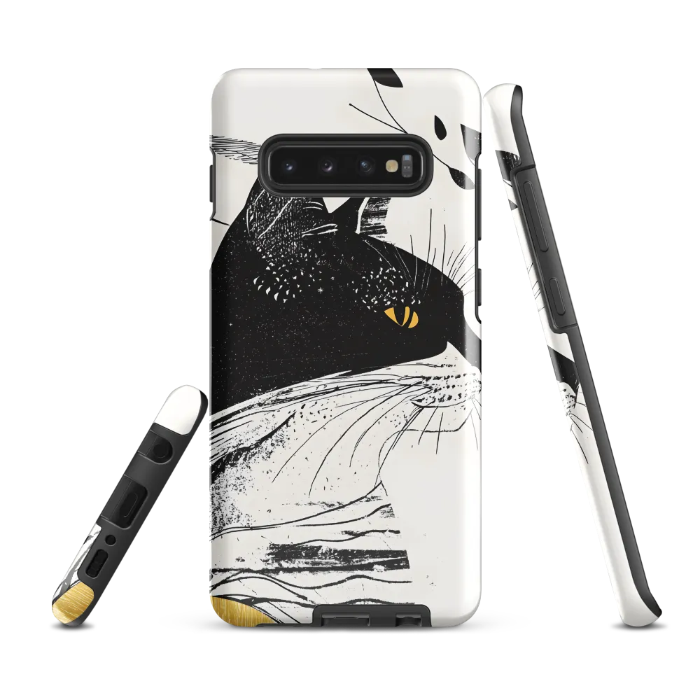 Whiskered Elegance: A Minimalist Cat Profile | Phone Case |  S10 Plus | Tough Case | Glossy