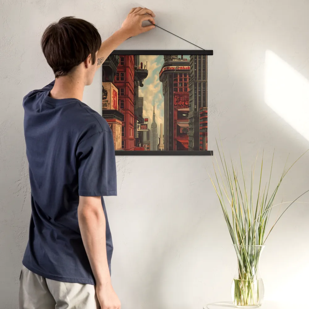 A Glimpse of Tomorrow: Urban Ambition | Poster With Black Wood Hanger | 18″×18″