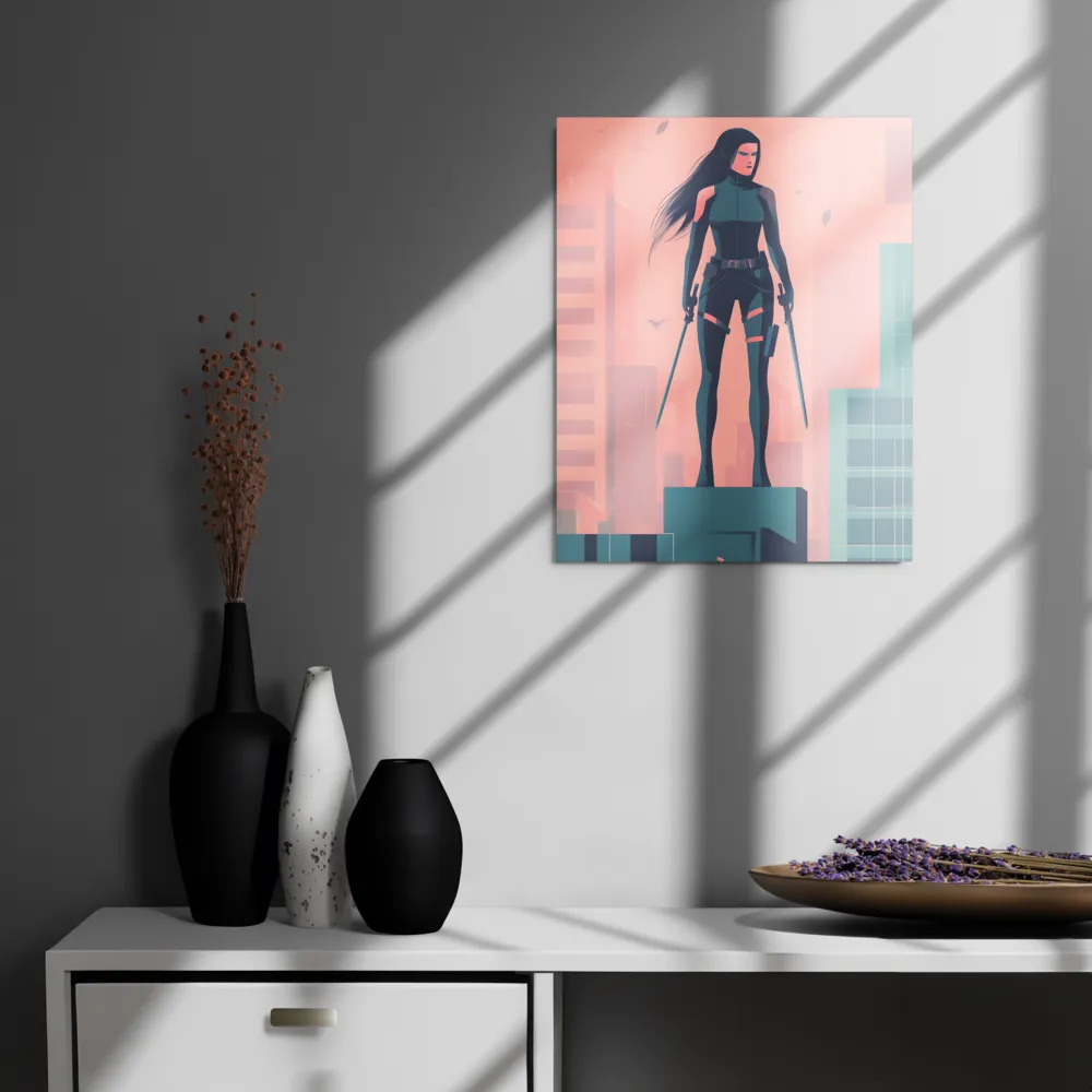 Urban Sentinel: A Warrior's Stand | Metal Print | 16″×20″