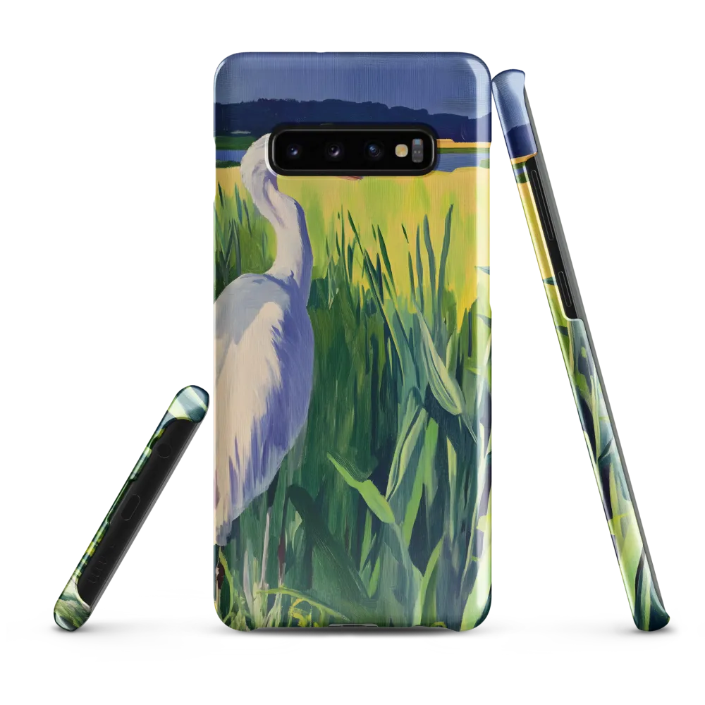 Graceful Presence: The Heron in the Meadow | Phone Case |  S10 Plus | Snap Case | Glossy