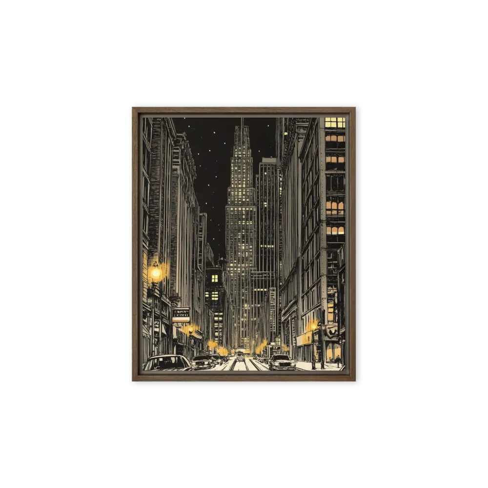 Whispers of the Night City | Canvas with Brown Frame | 8″×10″