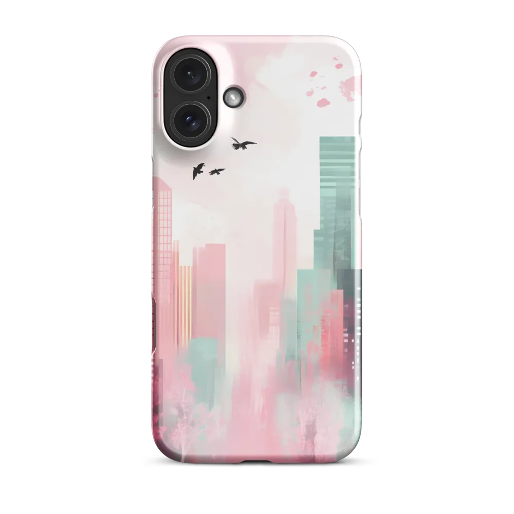 Dreamy Cityscape in Pink and Cyan