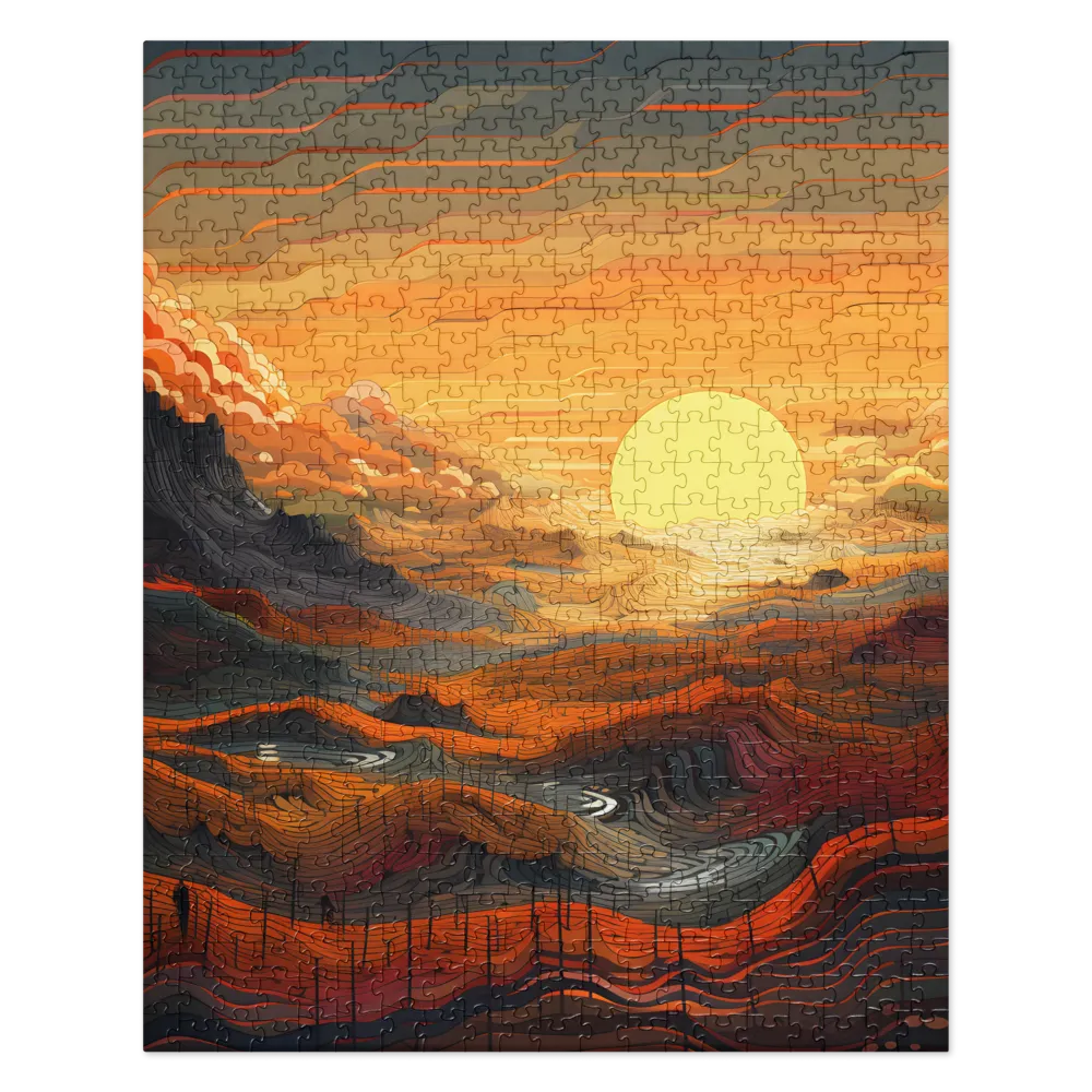 Ethereal Sunset: A Serene Landscape in Flowing Forms | Jigsaw Puzzle | 520 pieces