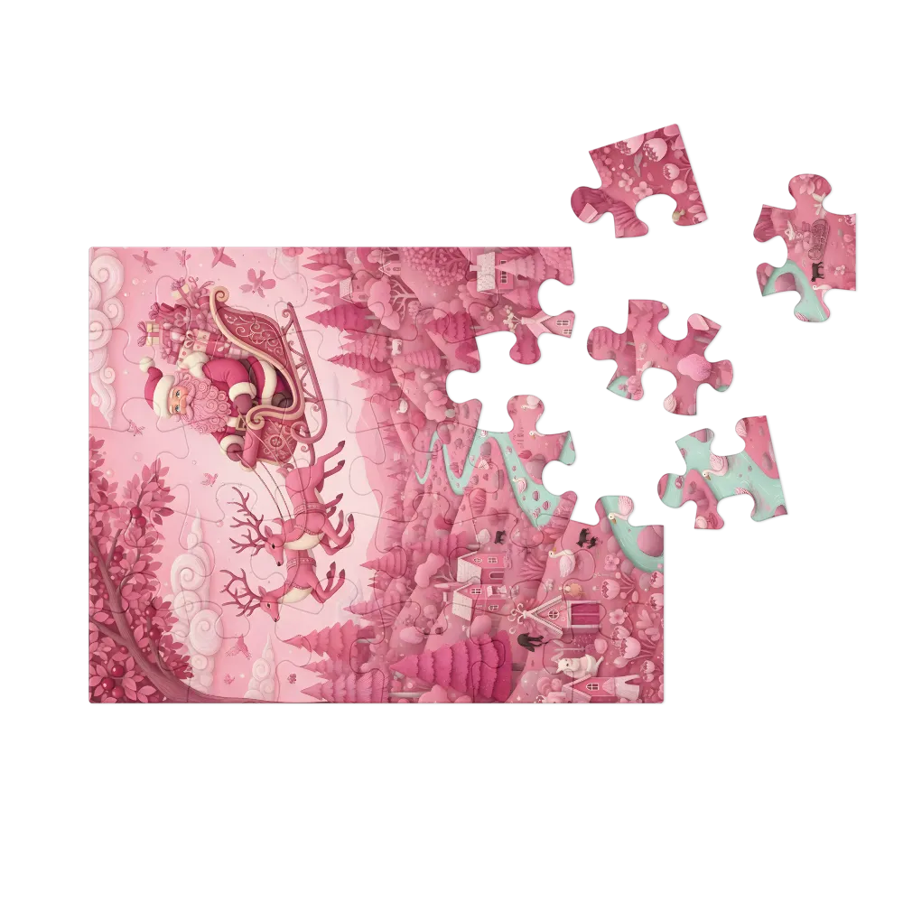 Santa's Pink Wonderland 
 Jigsaw Puzzle in Tin Box
