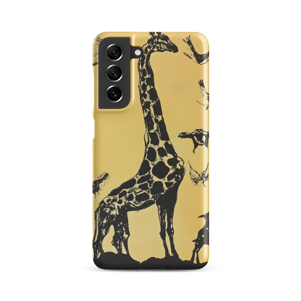 Whimsical Harmony of Giraffe and Birds
