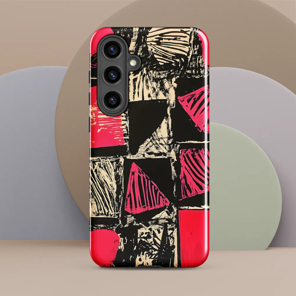 Geometric Symphony in Pink and Black | Phone Case |  S24 Plus | Tough Case | Glossy