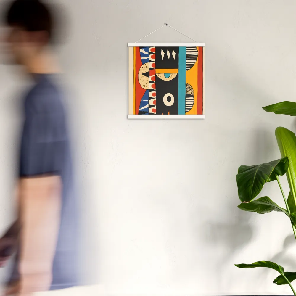 Playful Geometry: A Modern Abstract Exploration | Poster With White Wood Hanger | 16″×16″