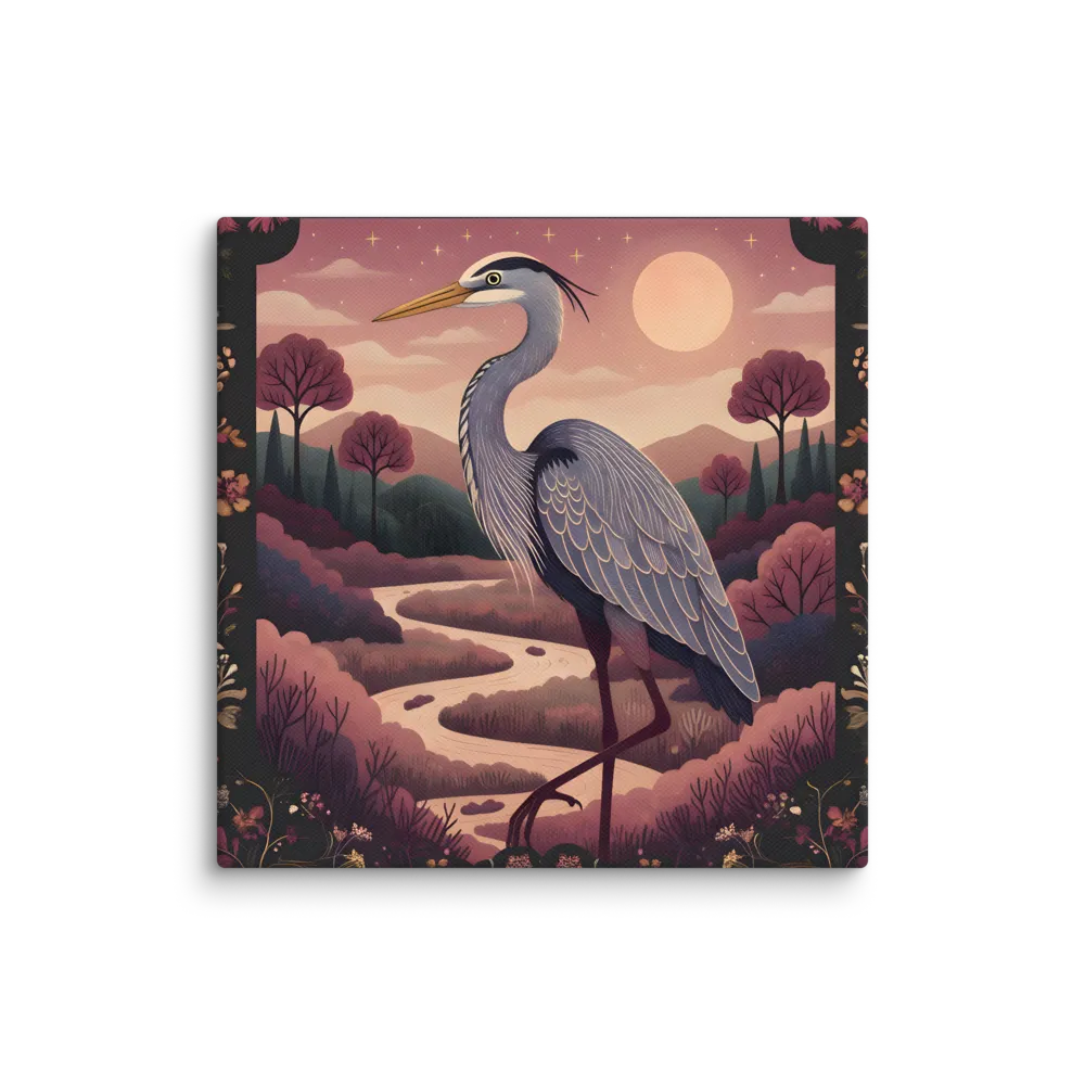 Moonlit Heron 
 Canvas | 10″x 10″