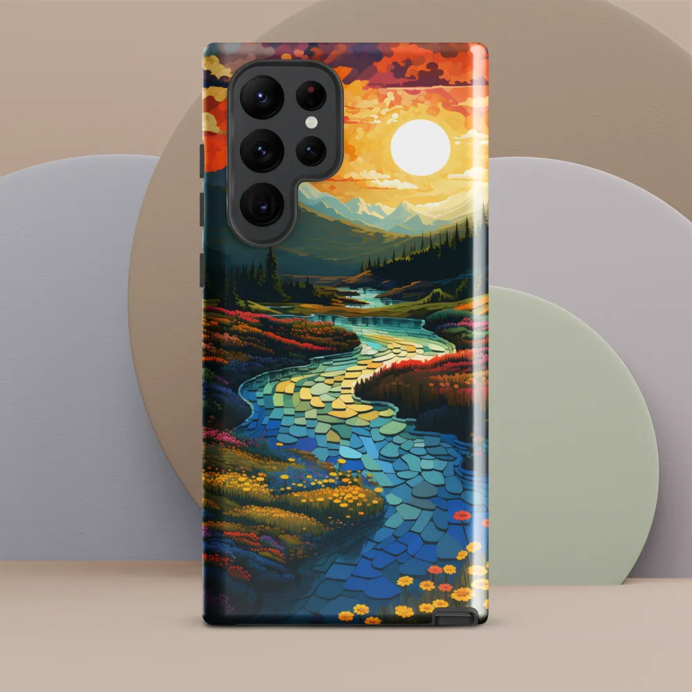 Serenity in Sunset: A Winding River's Embrace