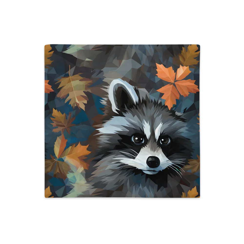 Whispers of Autumn: The Raccoon's Gaze | Pillow Case | 18″×18″