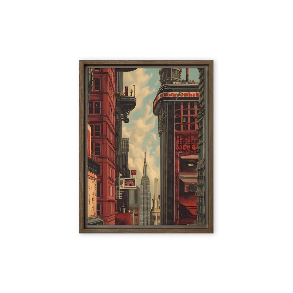 A Glimpse of Tomorrow: Urban Ambition | Canvas with Brown Frame | 9″×12″