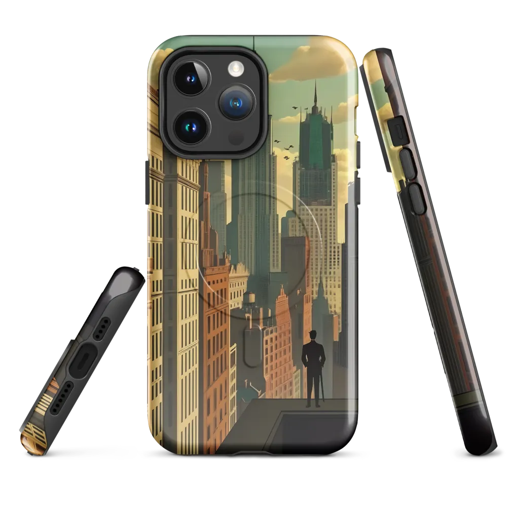 Urban Dreams: A Silhouette in Art Deco Cityscape