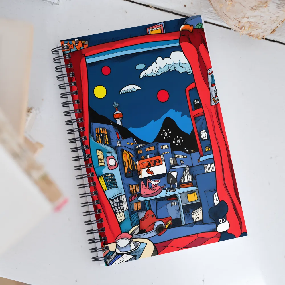 Whimsical Cityscape at Night | Spiral Notebook