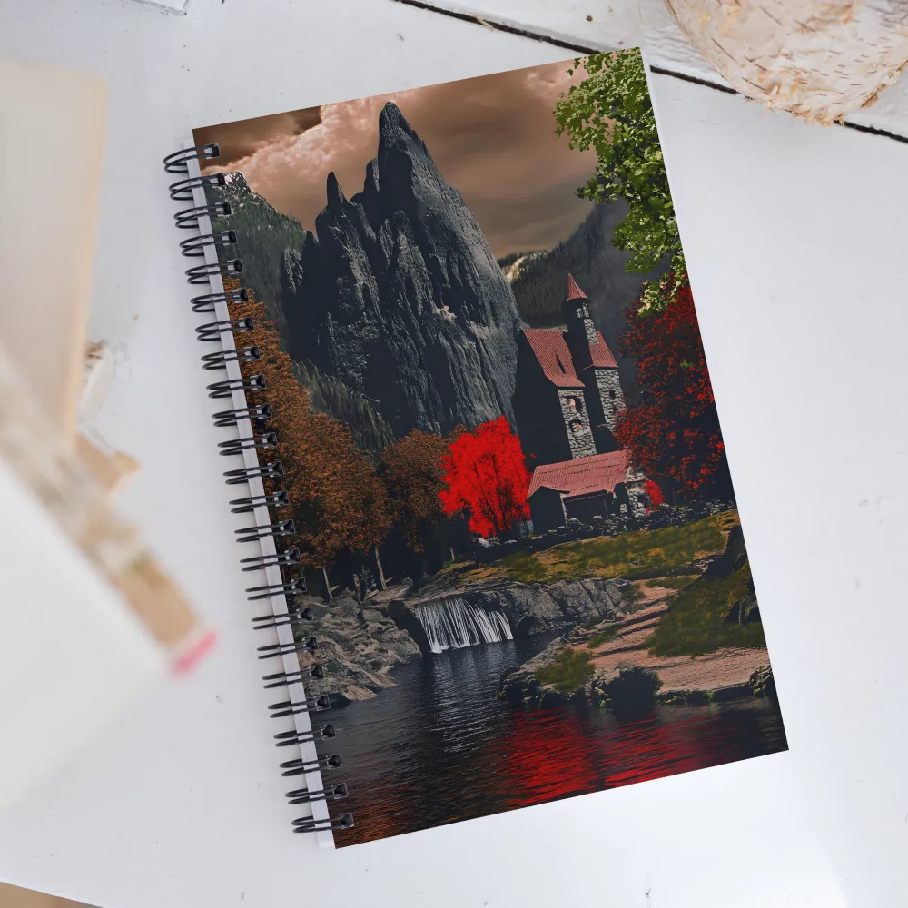 Mystical Fortress Among Crimson Woods | Spiral Notebook