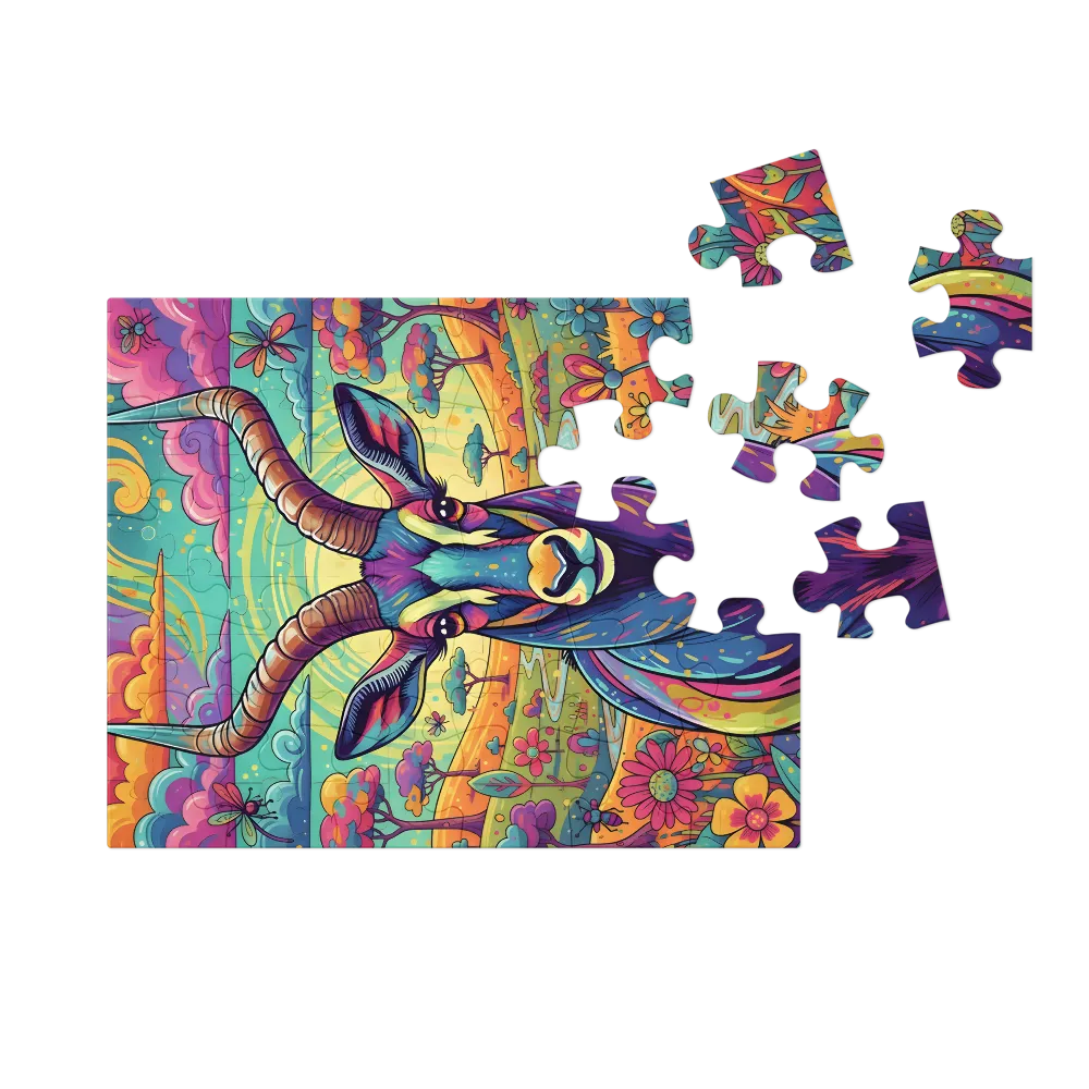Prismatic Antelope 
 Jigsaw Puzzle in Tin Box