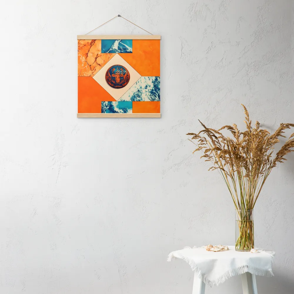 Harmonious Encounters: Abstract Geometry | Poster With Oak Wood Hanger | 16″×16″