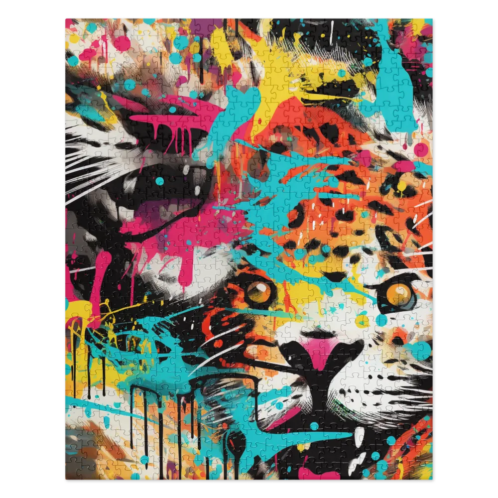 Fierce Fusion: Tiger and Lion in Graffiti | Jigsaw Puzzle | 520 pieces