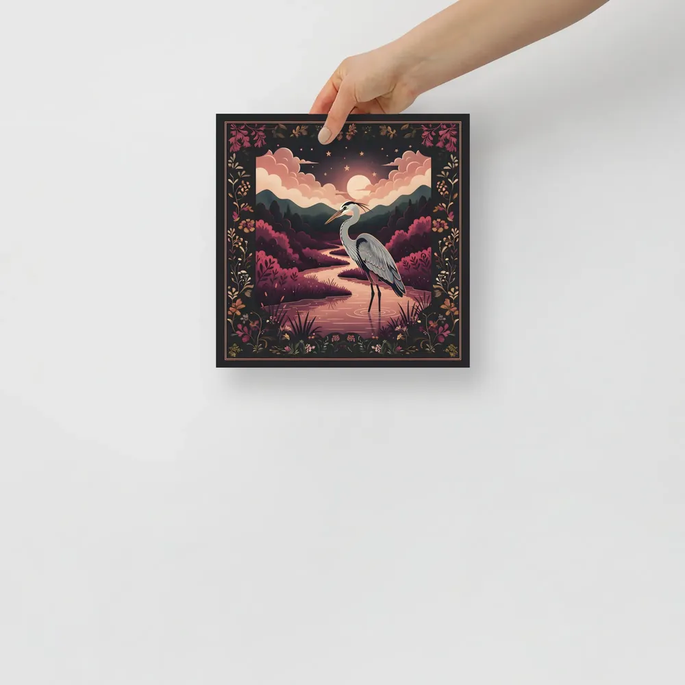 Moonlit Heron 
 Poster | 10″x 10″