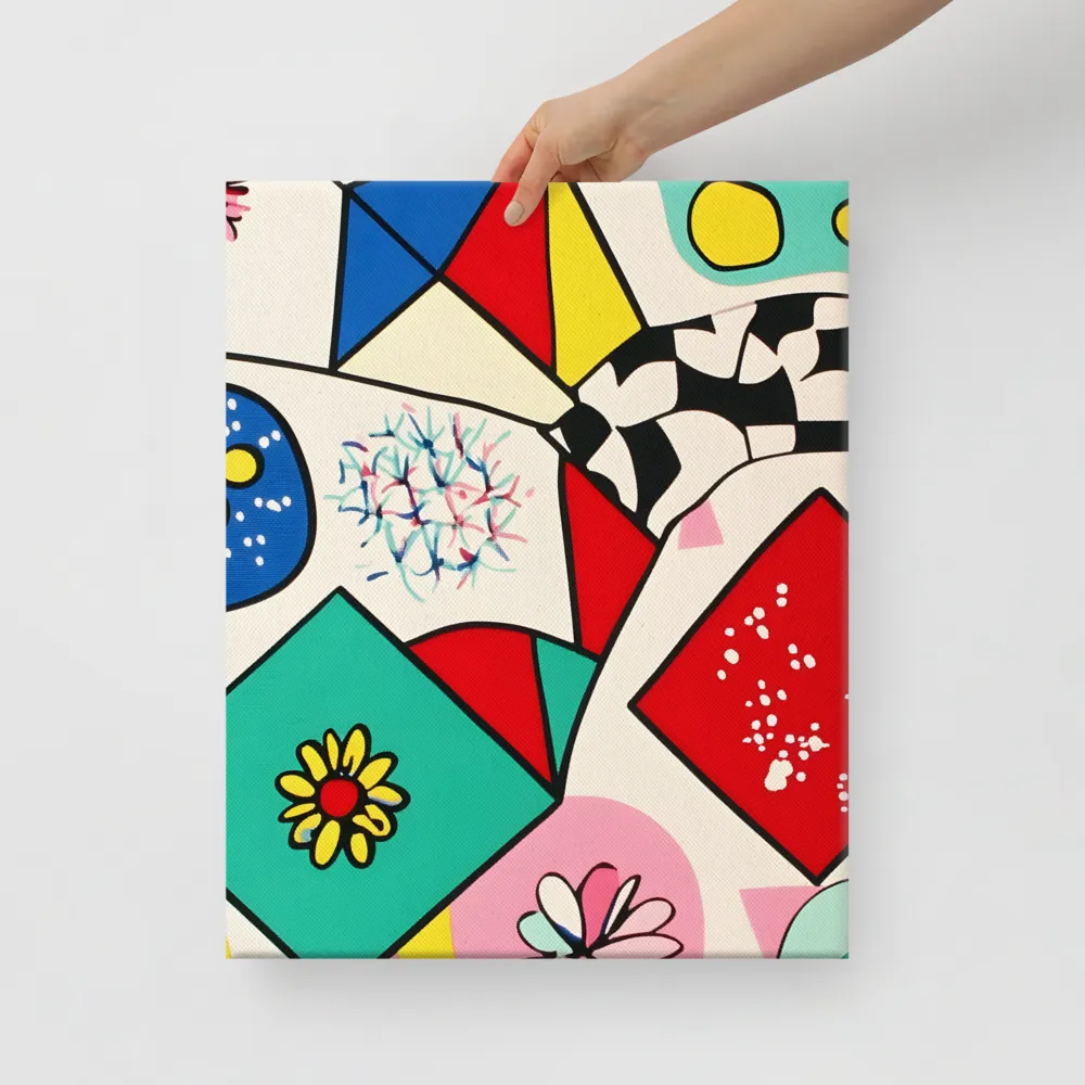 Joyful Geometry: A Playful Dance of Shapes and Colors | Canvas | 16″×20″