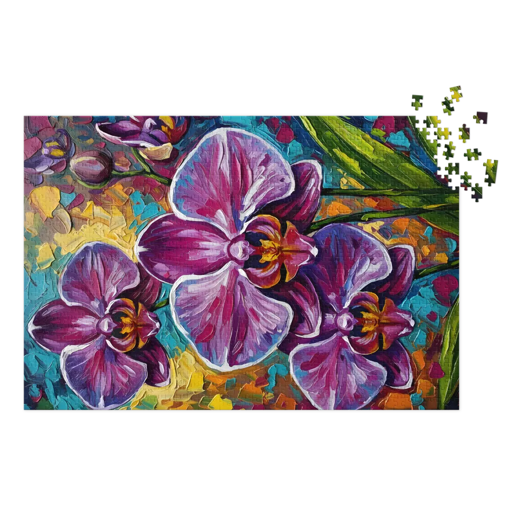 Impasto Orchids 
 Jigsaw Puzzle in Tin Box