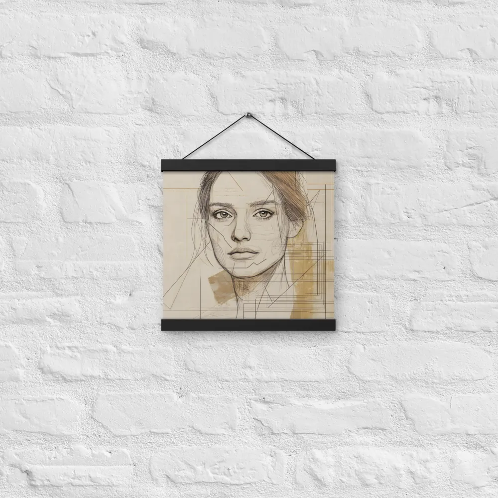 Geometric Elegance: A Modern Portrait | Poster With Black Wood Hanger | 12″×12″