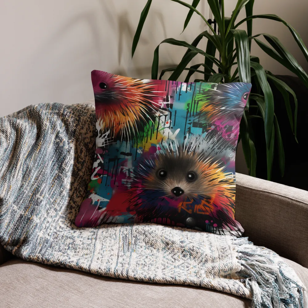 Whimsical Hedgehogs in a Kaleidoscopic Wonderland | Pillow & Pillow Case | Multiple Sizes