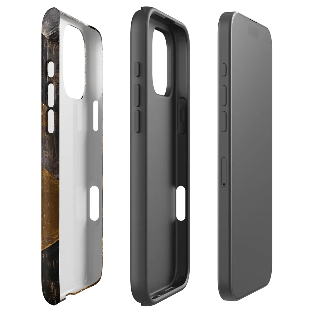 Geometric Harmony in Gold and Black | Phone Case |  16 Pro Max | Tough Case | Matte