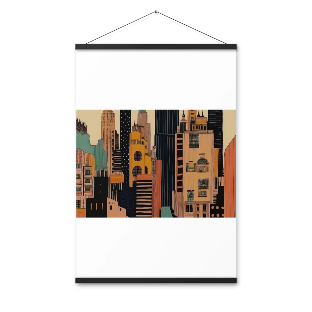 Urban Symphony in Ink | Poster With Black Wood Hanger | 24″×36″