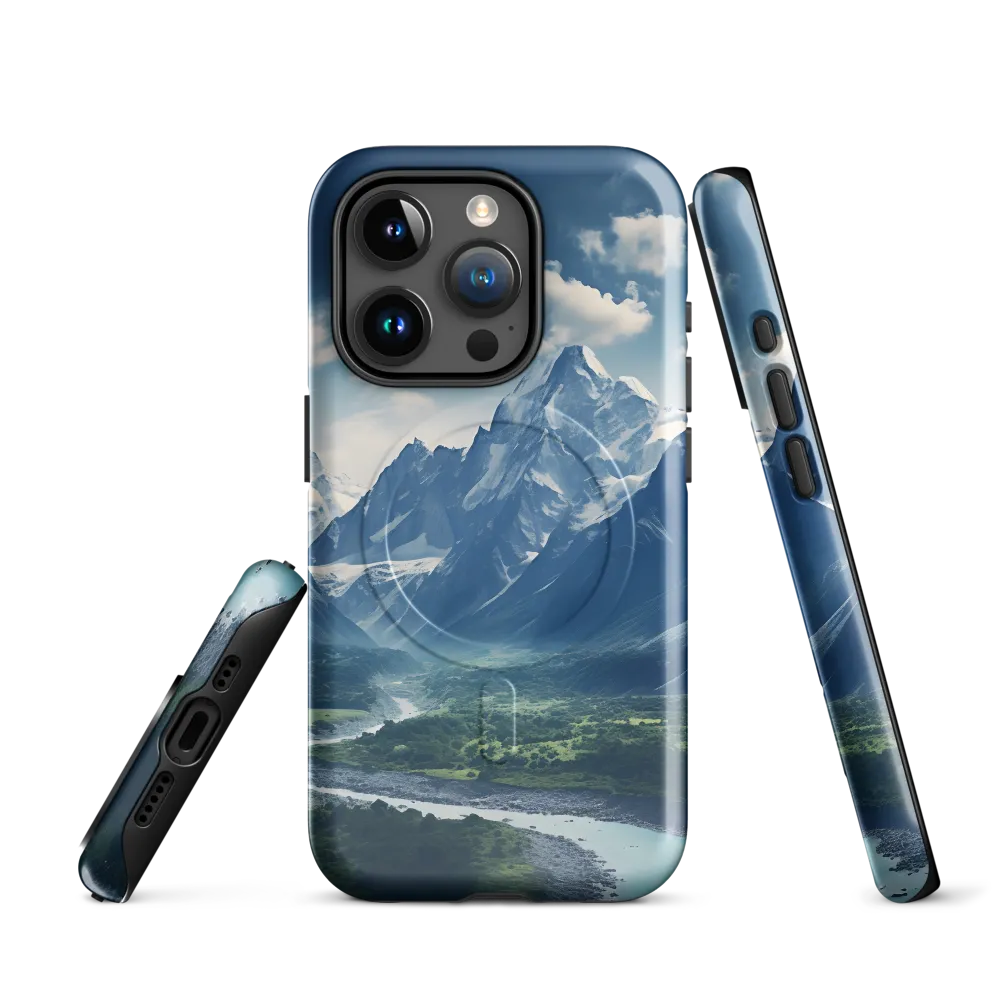 Majestic Serenity: A Landscape of Mountains and Rivers | Phone Case |  15 Pro | MagSafe® Tough Case | Glossy