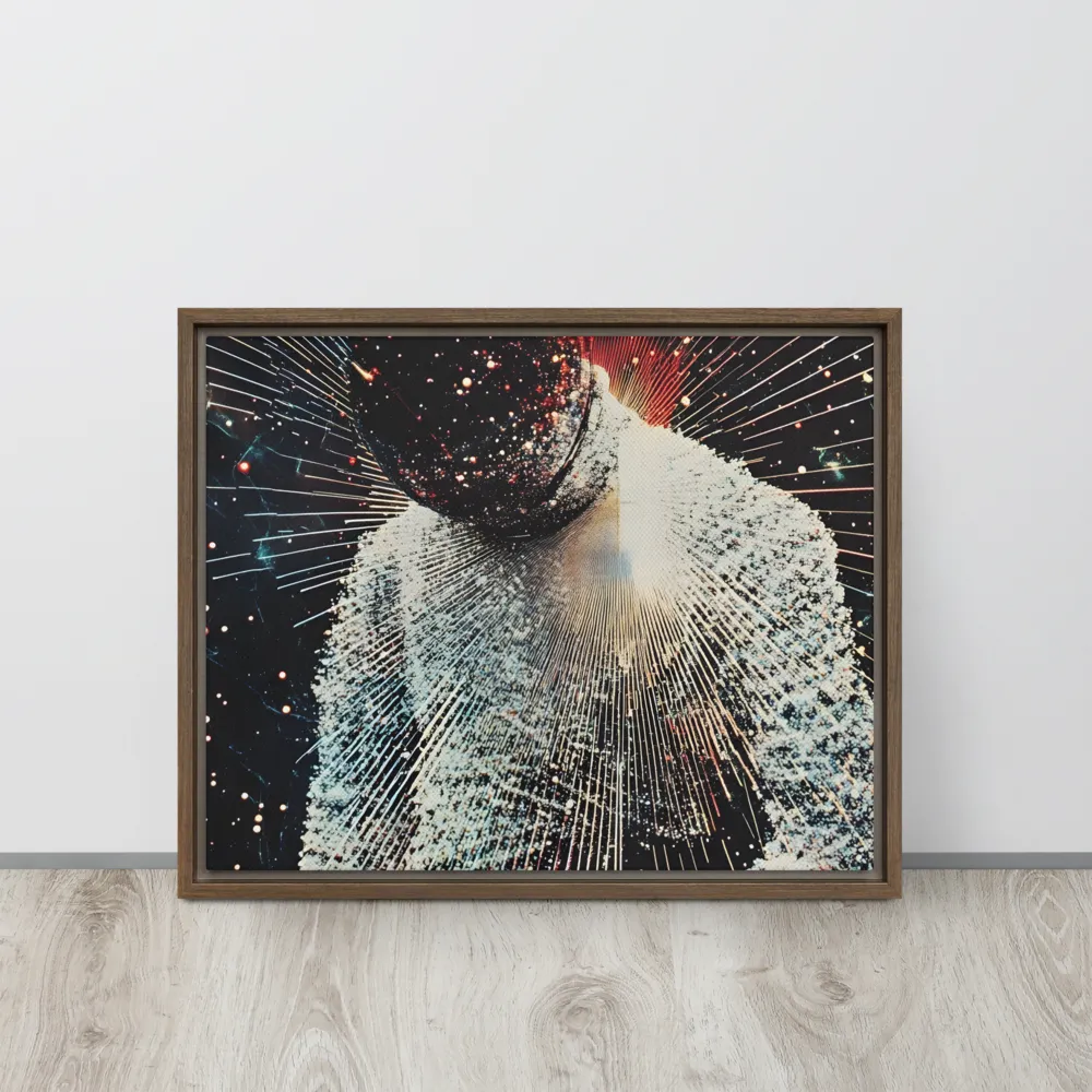 Ethereal Astronaut: A Journey Through the Cosmos | Canvas with Brown Frame | 16″×20″
