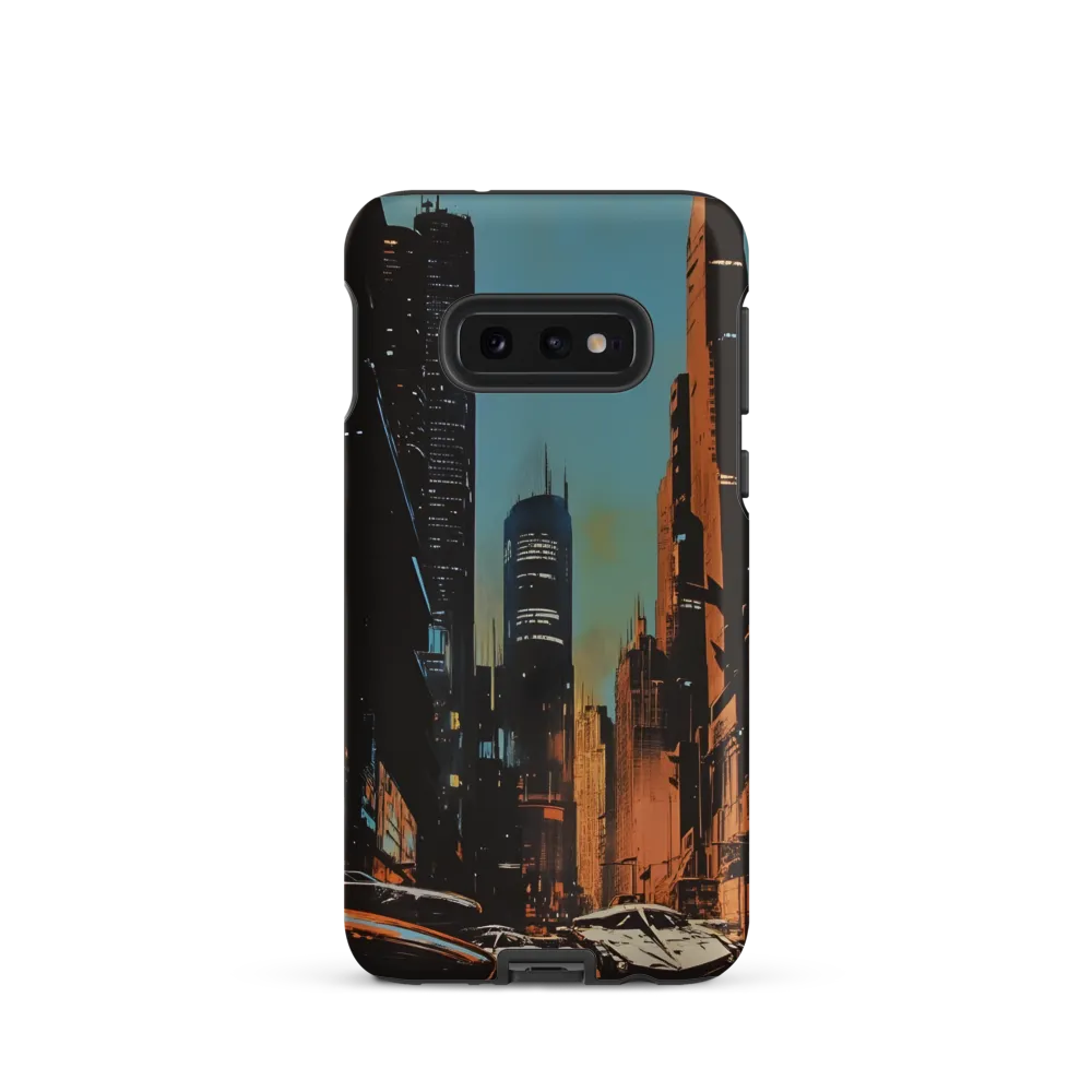 Futuristic Cityscape in Blue and Orange