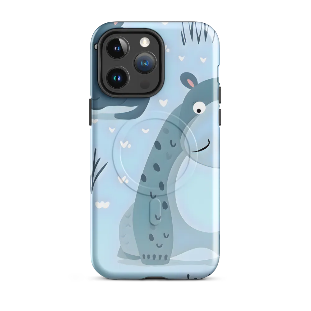 Whimsical Hippo Delight | Phone Case |  14 Pro Max | MagSafe® Tough Case | Glossy