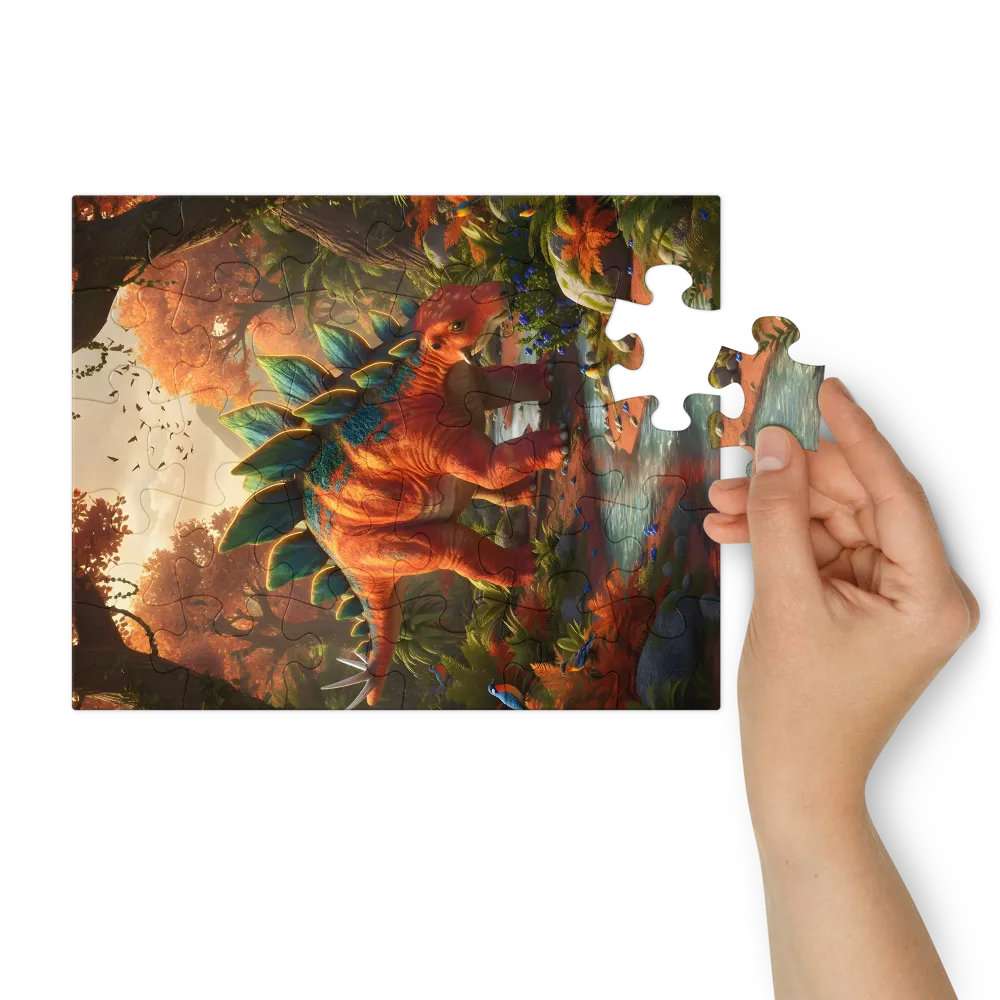Autumn Stegosaurus 
 Jigsaw Puzzle in Tin Box