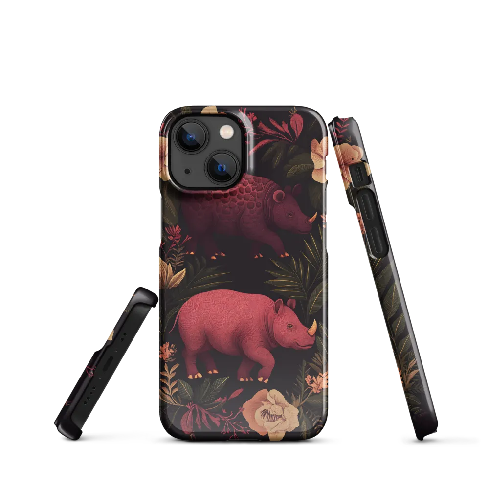 Rhinos in Floral Embrace
