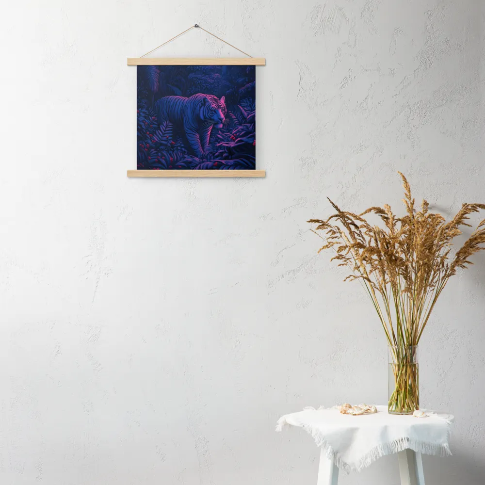 Mystic Prowler: The White Tiger in the Jungle | Poster With Oak Wood Hanger | 14″×14″