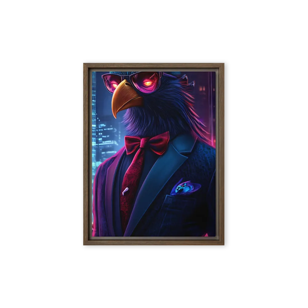 The Dapper Avian | Canvas with Brown Frame | 9″×12″