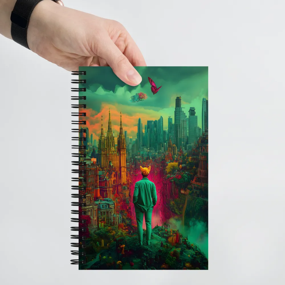 Journey Through a Surreal Cityscape | Spiral Notebook