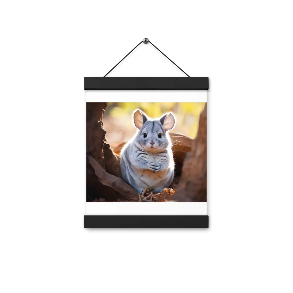 Gentle Whispers of Nature: The Chinchilla | Poster With Black Wood Hanger | 8″×10″