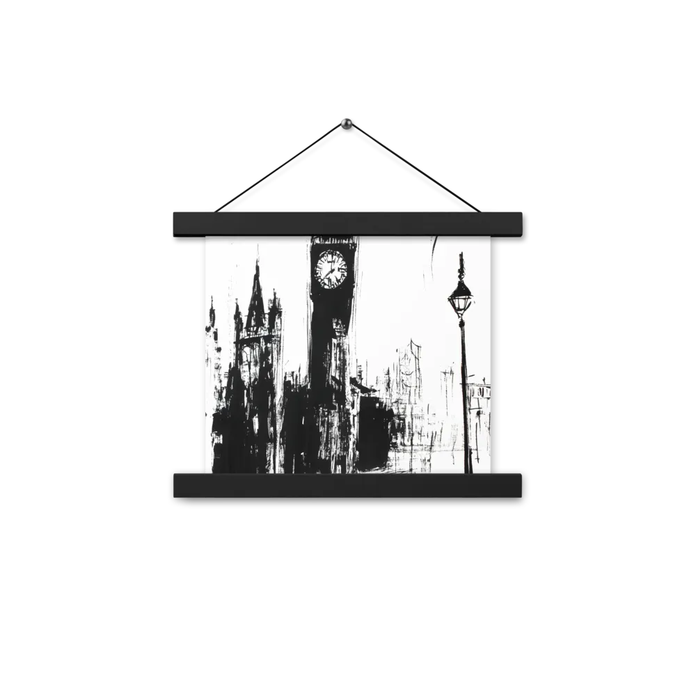 Clock Tower in Motion | Poster With Black Wood Hanger | 10″×10″