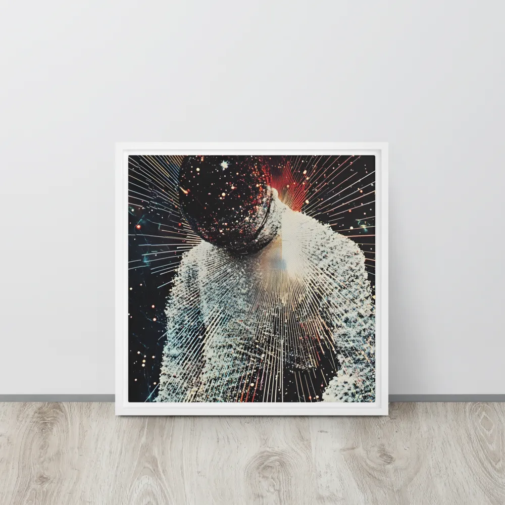 Ethereal Astronaut: A Journey Through the Cosmos | Canvas with White Frame | 16″×16″