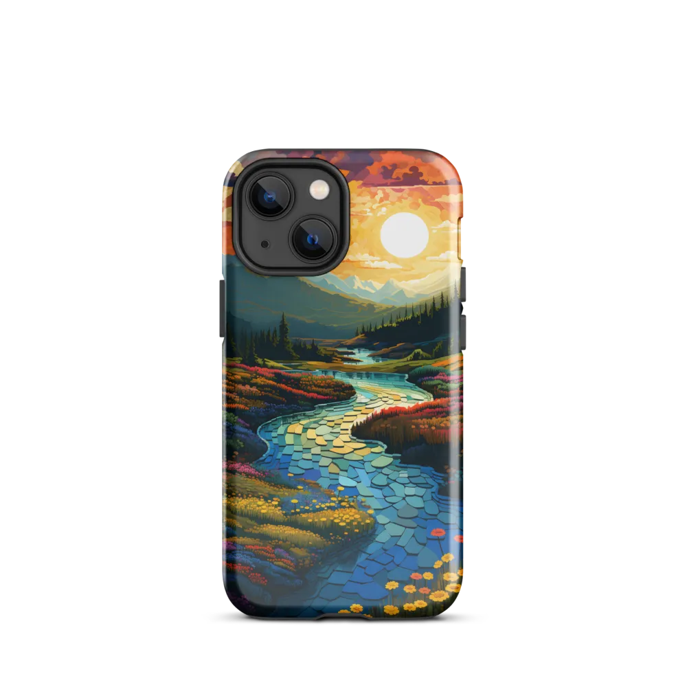 Serenity in Sunset: A Winding River's Embrace | Phone Case |  13 mini | Tough Case | Glossy