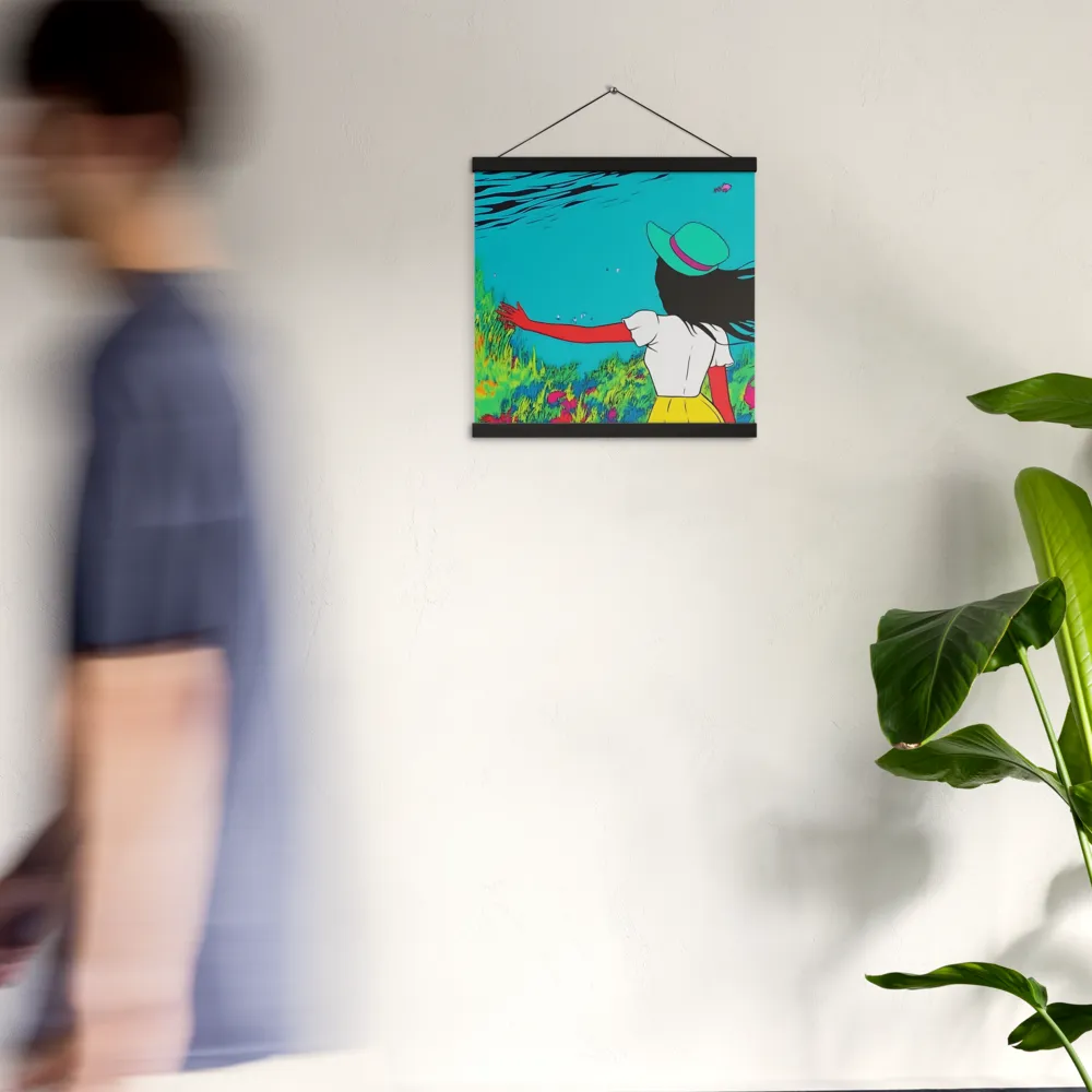 Whimsical Encounter | Poster With Black Wood Hanger | 16″×16″