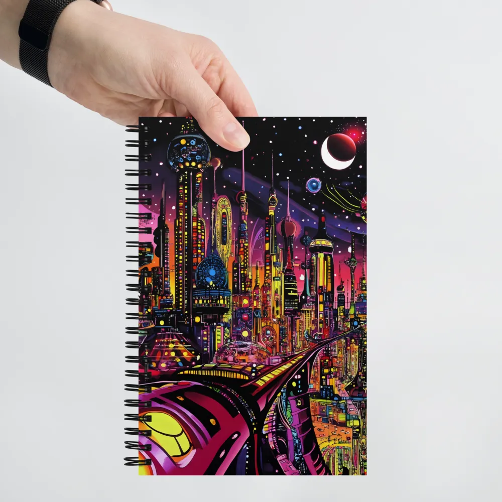 Neon Odyssey: A Journey Through Futuristic Realms | Spiral Notebook