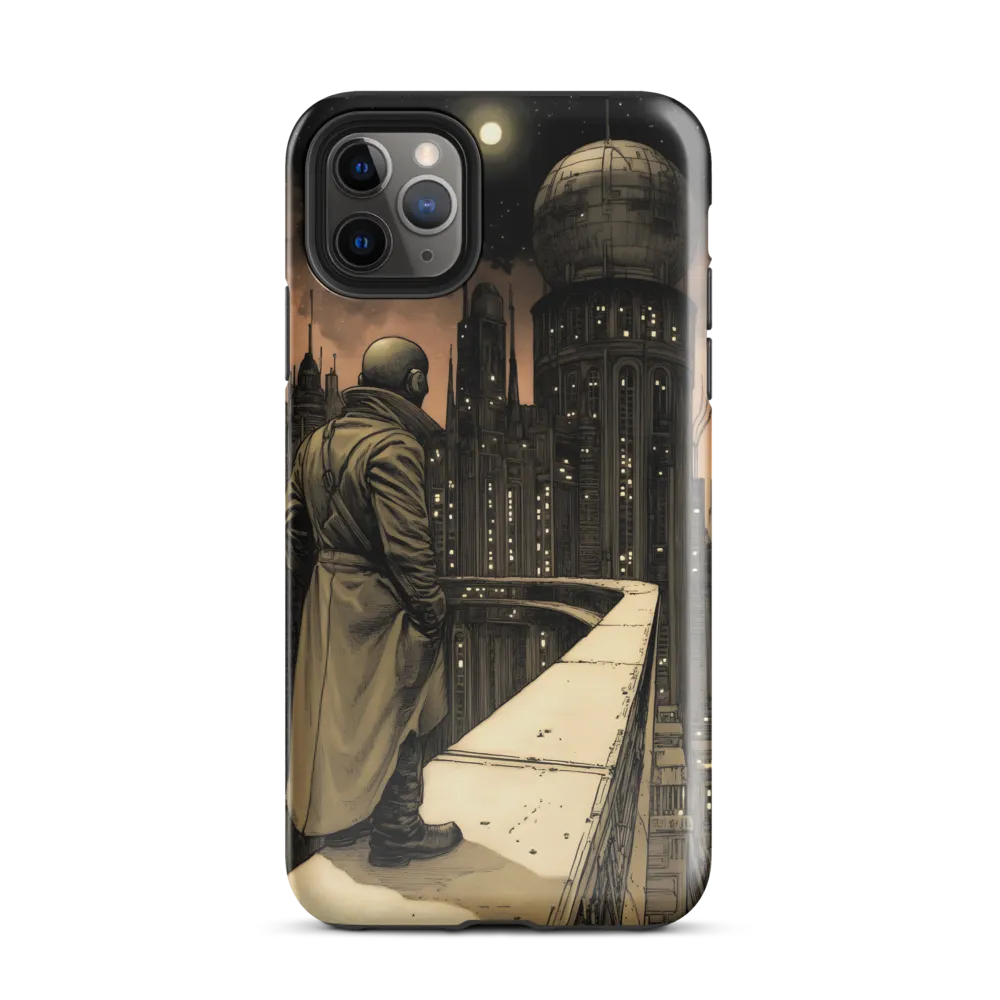 A Contemplative Gaze Over the Futuristic Metropolis | Phone Case |  11 Pro Max | Tough Case | Glossy