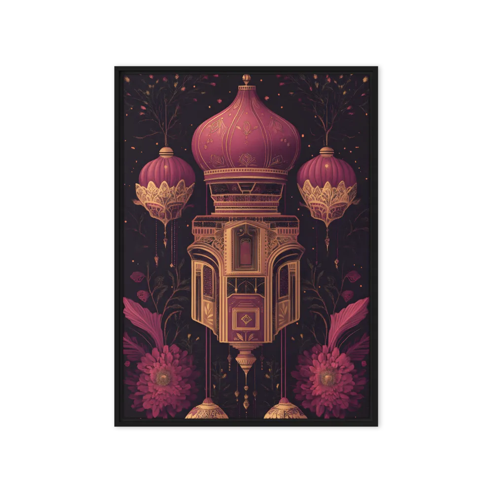 Ornate Harmony: A Digital Floral Architecture | Canvas with Black Frame | 20″×28″