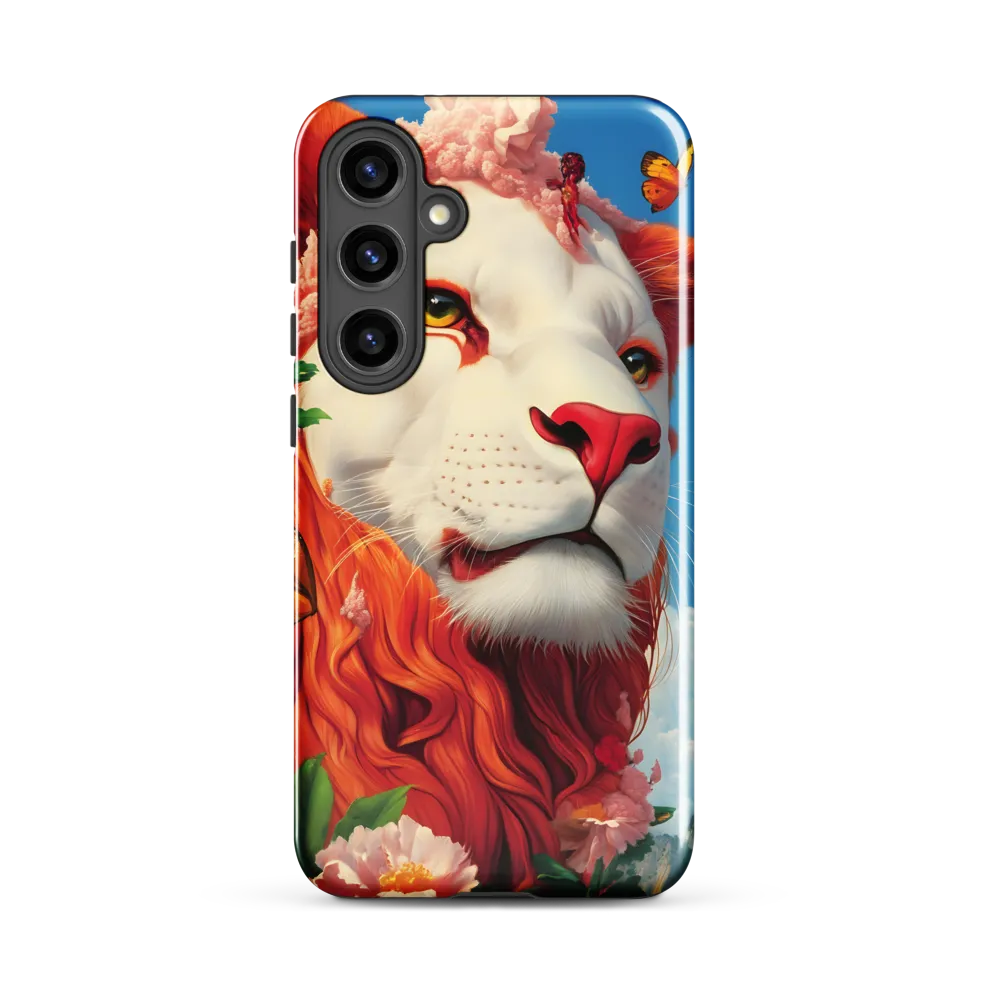 Majestic Lion Amidst Floral Splendor