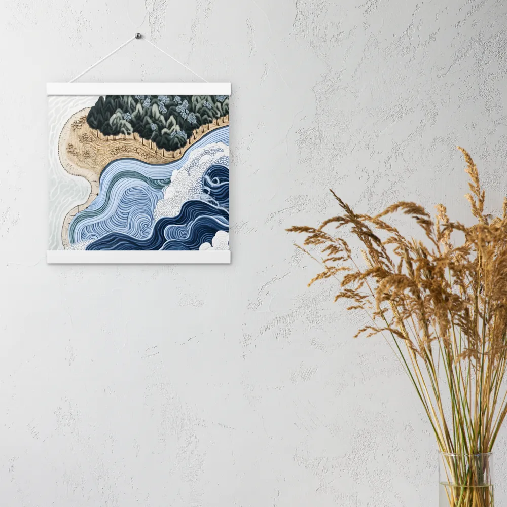 Oceanic Harmony: A Tranquil Landscape | Poster With White Wood Hanger | 12″×12″