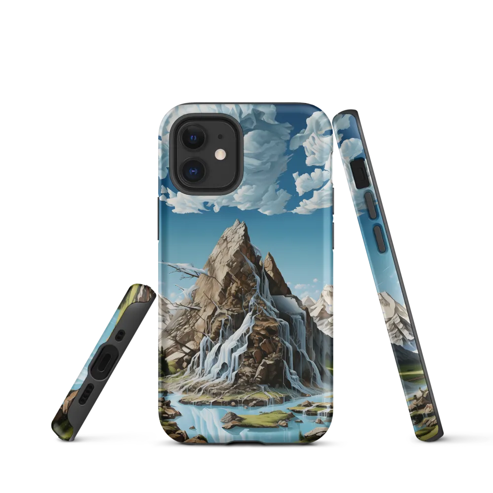 Majestic Cascade: A Mountain Masterpiece | Phone Case |  12 mini | Tough Case | Matte